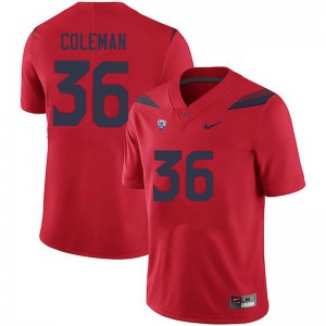 Men Arizona Wildcats Bryce Coleman #36 Red Embroidery Jerseys 601979-676