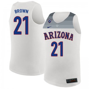 Men Arizona Wildcats Jordan Brown #21 University White Jersey 412271-310