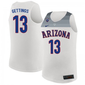 Men's Arizona Wildcats Stone Gettings #13 Embroidery White Jerseys 848976-553