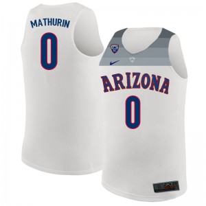 Mens Arizona Wildcats Bennedict Mathurin #0 White Basketball Jerseys 225943-461