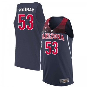 Men Arizona Wildcats Grant Weitman #53 Navy Stitch Jersey 506488-513