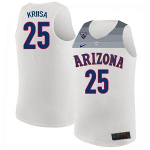 Mens Arizona Wildcats Kerr Kriisa #25 Embroidery White Jerseys 254498-681