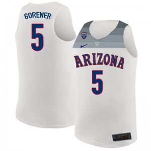 Men's Arizona Wildcats Tibet Gorener #5 White Basketball Jerseys 224300-248