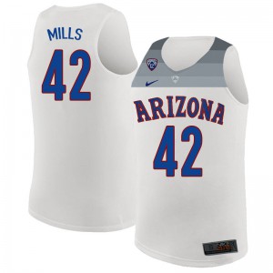 Mens Arizona Wildcats Chris Mills #42 Embroidery White Jerseys 339945-858