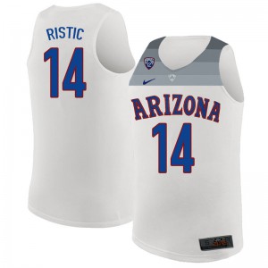 Men Arizona Wildcats Dusan Ristic #14 White University Jerseys 830446-256