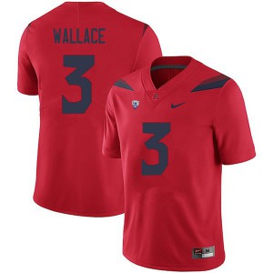 Mens Arizona Wildcats Jarrius Wallace #3 Red Stitched Jersey 590572-809