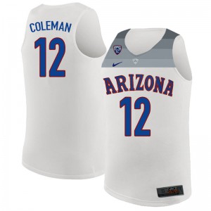 Men Arizona Wildcats Justin Coleman #12 Basketball White Jerseys 626092-295
