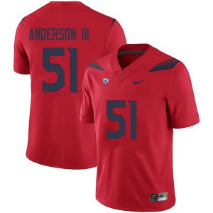Mens Arizona Wildcats Lee Anderson III #51 Stitch Red Jerseys 851768-203