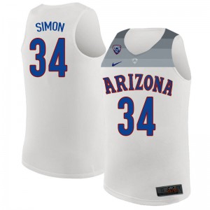 Men's Arizona Wildcats Miles Simon #34 Stitch White Jerseys 501205-424