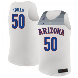 Men's Arizona Wildcats Tyler Trillo #50 White Embroidery Jerseys 892593-760