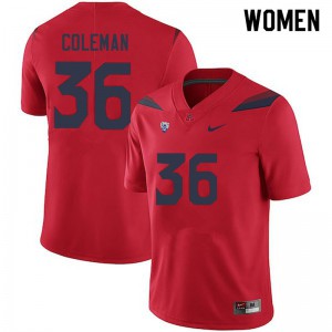 Women's Arizona Wildcats Bryce Coleman #36 Player Red Jerseys 885790-988