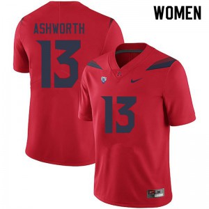 Women's Arizona Wildcats Luke Ashworth #13 Red Embroidery Jersey 158328-536