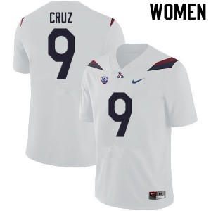 Womens Arizona Wildcats Gunner Cruz #9 Stitched White Jersey 578485-446