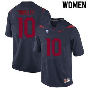 Women's Arizona Wildcats Jabar Triplett #10 Stitch Navy Jerseys 629500-614