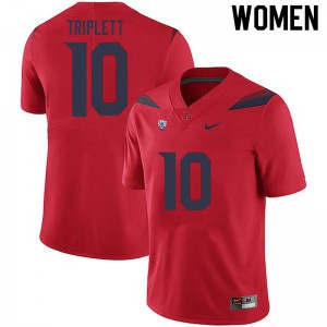 Womens Arizona Wildcats Jabar Triplett #10 Football Red Jerseys 779044-878