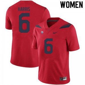 Women Arizona Wildcats Jason Harris #6 Red Stitch Jersey 250014-163