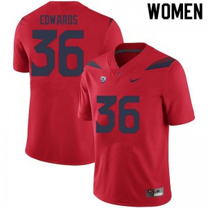 Womens Arizona Wildcats RJ Edwards #36 Red Stitch Jersey 317657-483