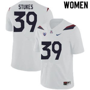 Womens Arizona Wildcats Treydan Stukes #39 Embroidery White Jerseys 145253-718