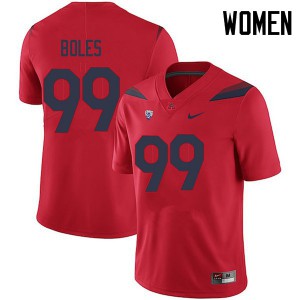 Womens Arizona Wildcats Dereck Boles #99 Red University Jersey 108227-143