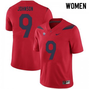 Women Arizona Wildcats Jalen Johnson #9 Red Football Jerseys 593185-531