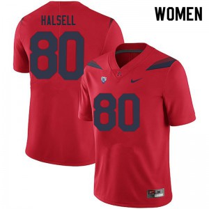 Women Arizona Wildcats Nathan Halsell #80 Stitch Red Jersey 158917-603
