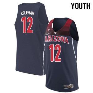 Youth Arizona Wildcats Justin Coleman #12 Navy Stitch Jersey 305898-988