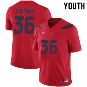 Youth Arizona Wildcats Bryce Coleman #36 Player Red Jersey 390406-716