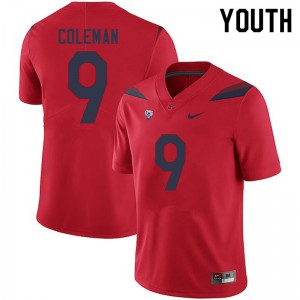 Youth Arizona Wildcats Day Day Coleman #9 Player Red Jersey 423169-420