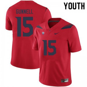 Youth Arizona Wildcats William Gunnell #15 Embroidery Red Jerseys 509693-962
