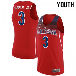 Youth Arizona Wildcats Jemarl Baker Jr. #3 Embroidery Red Jerseys 766337-141