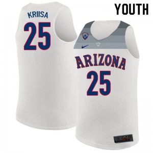 Youth Arizona Wildcats Kerr Kriisa #25 Official White Jersey 123517-605