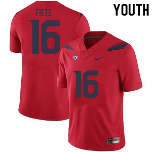 Youth Arizona Wildcats Cameron Fietz #16 Embroidery Red Jerseys 619962-760