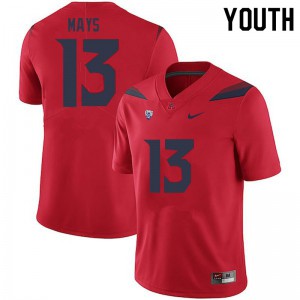 Youth Arizona Wildcats Isaiah Mays #13 Red Stitch Jerseys 531079-945