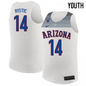 Youth Arizona Wildcats Dusan Ristic #14 White NCAA Jersey 307626-297