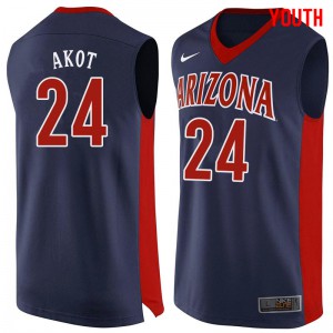 Youth Arizona Wildcats Emmanuel Akot #24 Basketball Navy Jersey 620180-501