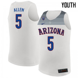 Youth Arizona Wildcats Kadeem Allen #5 White Stitched Jersey 170438-953