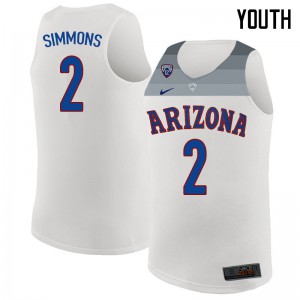 Youth Arizona Wildcats Kobi Simmons #2 University White Jersey 153853-748