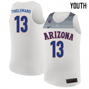 Youth Arizona Wildcats Omar Thielemans #13 White Embroidery Jerseys 380025-156