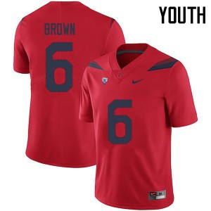 Youth Arizona Wildcats Shun Brown #6 Red Official Jersey 174635-460