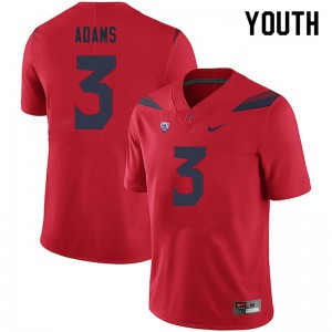 Youth Arizona Wildcats Tre Adams #3 Red Stitched Jerseys 333171-862